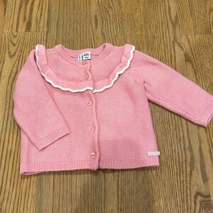 Janie and Jack baby girl pink knit cardigan size 6-12 months